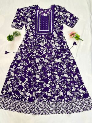 Floral Rayon Kurti – Three Quarter Sleeve