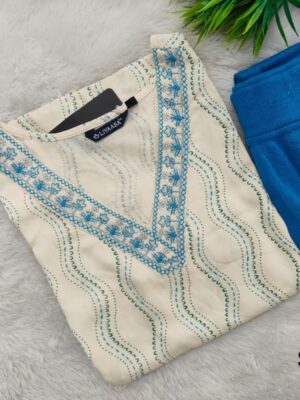 Elegant Floral Cotton Kurti Set