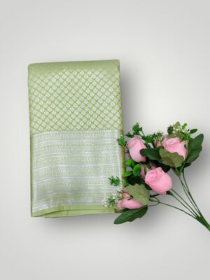 Trendy Samuthrika Pattu Saree with Silver Zari Border
