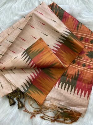 Peacock Border Cotton Festive Saree with Printed Blouse
