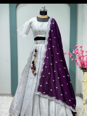 Elegant Silk Saree with Silver Zari Border