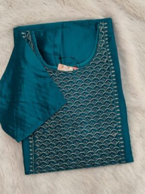 Silk Cotton Floral Kurti – Three Quarter Sleeve