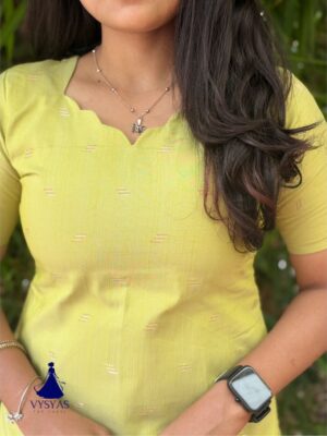 Floral Raw Silk Three Quarter Sleeve Kurti