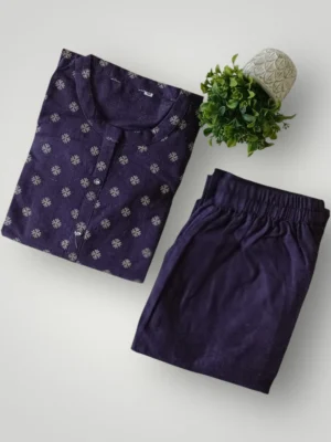 Floral Motif Khadi Cotton Kurti Set