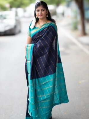 Peacock Border Cotton Saree – Festive Ethnic Wear