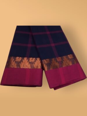 Chettinad Cotton Saree with Copper Zari Border Festive Collection