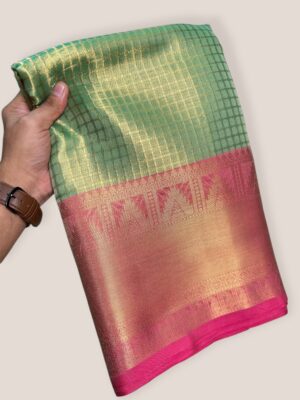 Banarasi Semi Katan Tissue Zari Work Festive Saree with Running Blouse