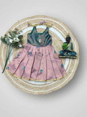 Trendy Sleeveless Banarasi Tissue Gown with Peacock Motif