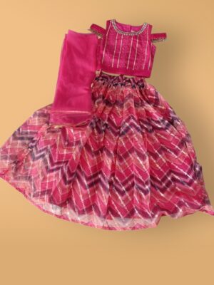Trendy Brocade Silk Lehenga with Cold Shoulder Sleeves