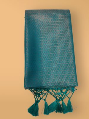 Kubera Copper Softy Silk Saree with Tussel Work – Festive Wear