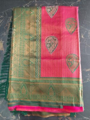 Banarasi Khicha Silk Festive Saree with Zari Weaving & Brocade Blouse