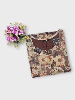 Trendy Floral Print Tissue Kurta for Women