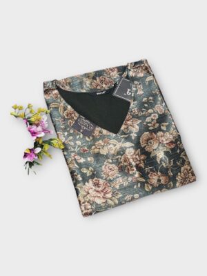 Trendy Floral Print Tissue Kurta for Women