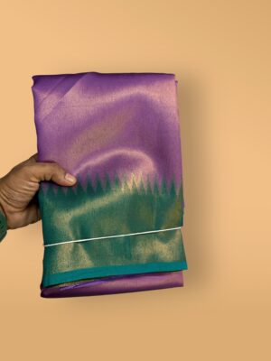 Elegant Kanchi Semi Silk Saree with Contrast Silky Blouse – Festive Copper Ikkat Weave