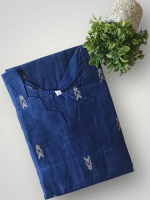 Trendy Ikat-Style Cotton Kurti with Decorative Stitching