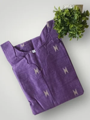 Trendy Ikat-Style Cotton Kurti with Decorative Stitching