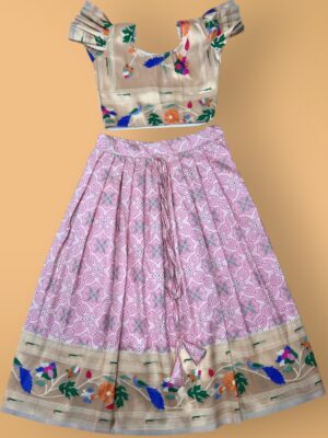 Bandhani Paithani Lehenga with Geometrical Print & Zari Weaving