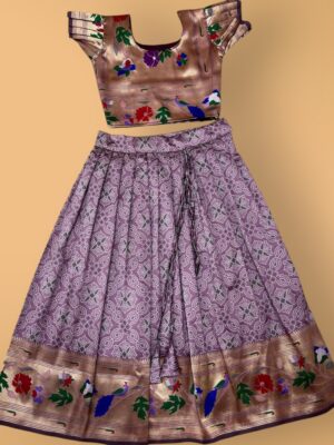 Bandhani Paithani Lehenga with Geometrical Print & Zari Weaving