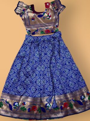 Bandhani Paithani Lehenga with Geometrical Print & Zari Weaving