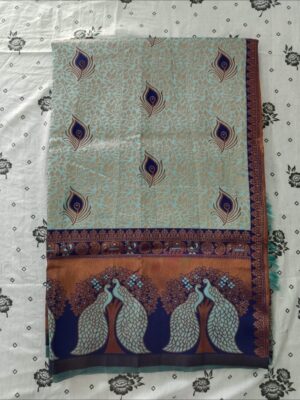 Banarasi Silk Festive Saree with Zari Work & Peacock Motif Border