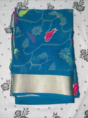 Elegant Dola Silk Sequence Work Saree with Zari Border