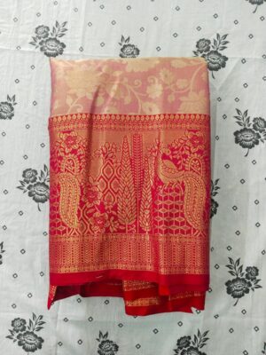 Elegant Pure Mulberry Silk Festive Saree with Zari Weaving & Elaborate Border