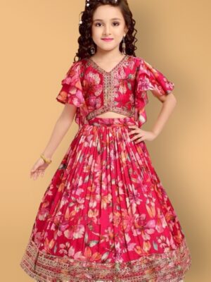Elegant Faux Georgette Digital Print Lehenga with Sequins Embroidery