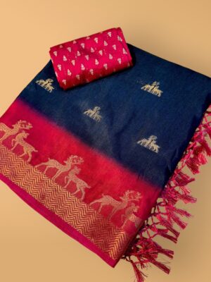 Trendy Semi Dola Casual Saree with Tassel Pallu & Weaving Borders