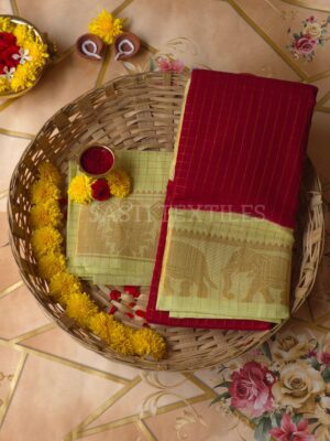 Pure Sungudi Cotton Saree with Elephant Border