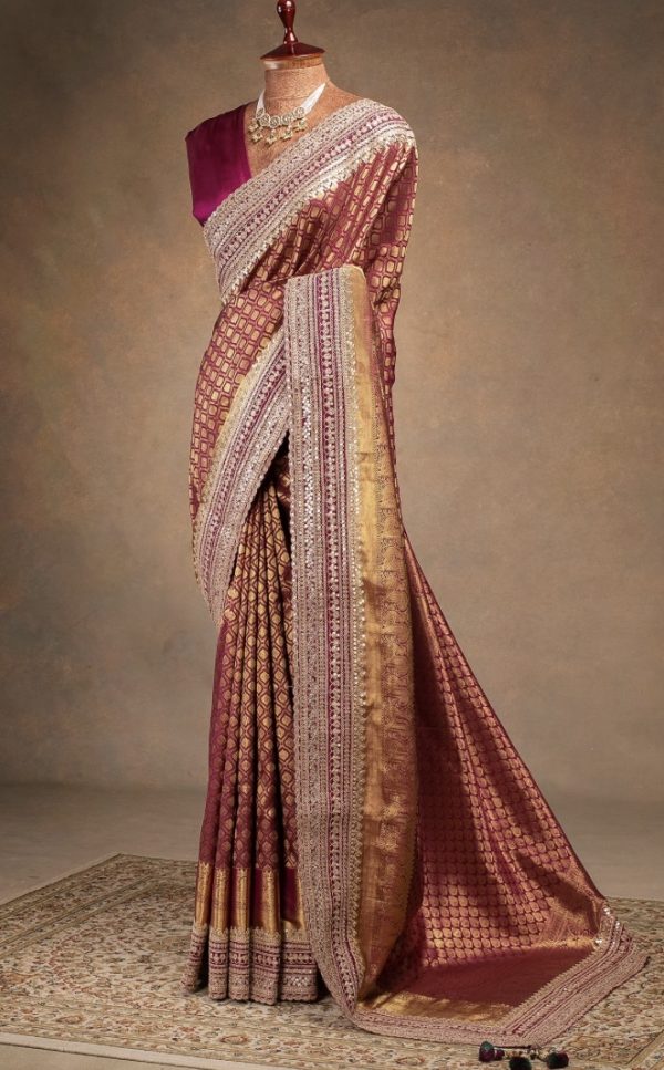 Luxurious Boysenberry Purple Silk Saree