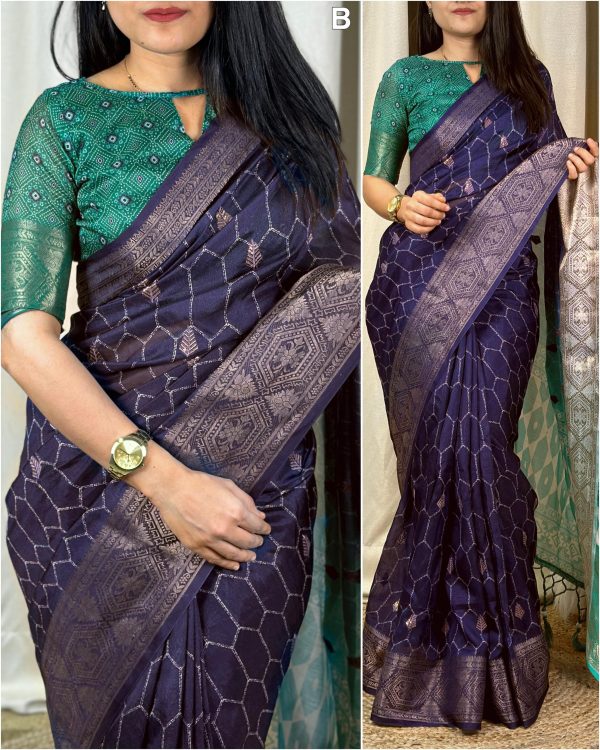 Elegant Muslin Cotton Saree with Zari Jacquard Border