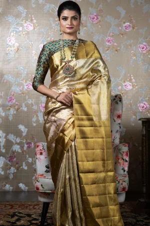 royal kanchipuram tissue silk saree with zari woven blouse