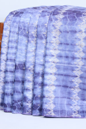 blue linen cotton shibori printed bhagalpuri saree with buttas