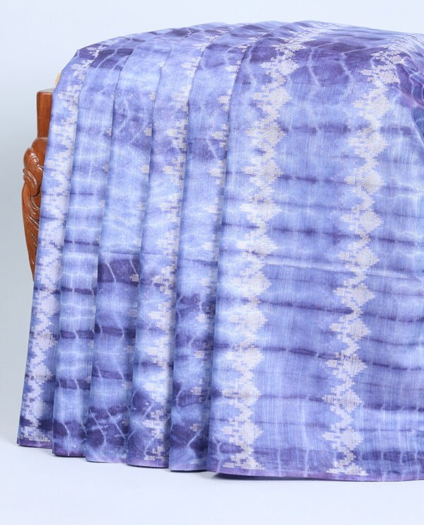 blue linen cotton shibori printed bhagalpuri saree with buttas