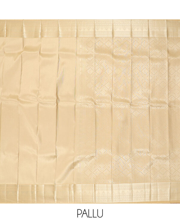 gold art silk saree with traditional border and jaal pallu