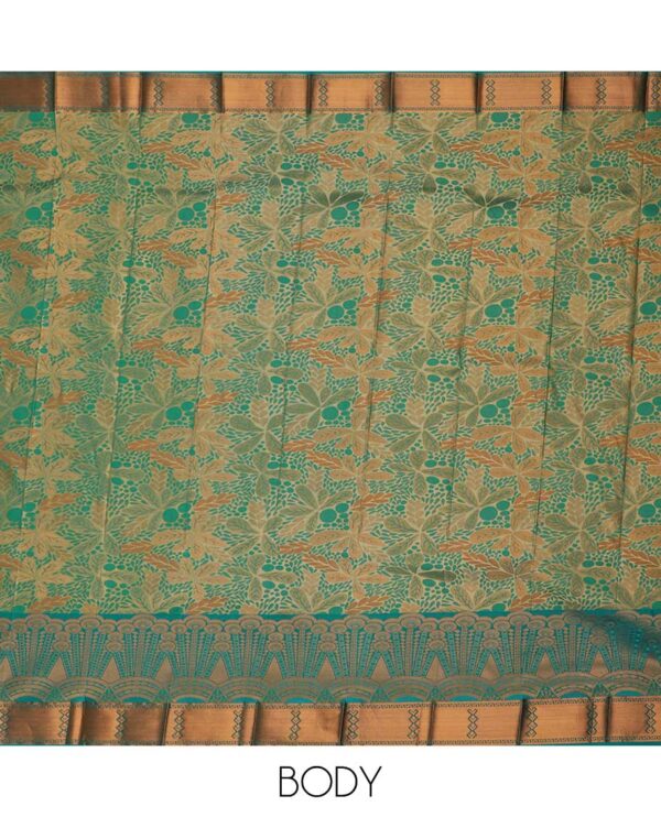 green art silk saree with traditional border and jacquard zari work