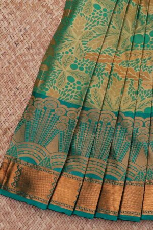 green art silk saree with traditional border and jacquard zari work