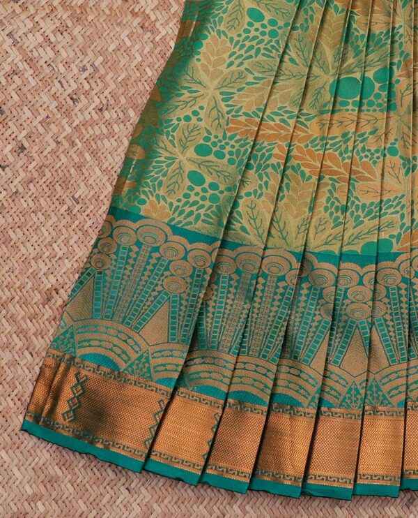 green art silk saree with traditional border and jacquard zari work