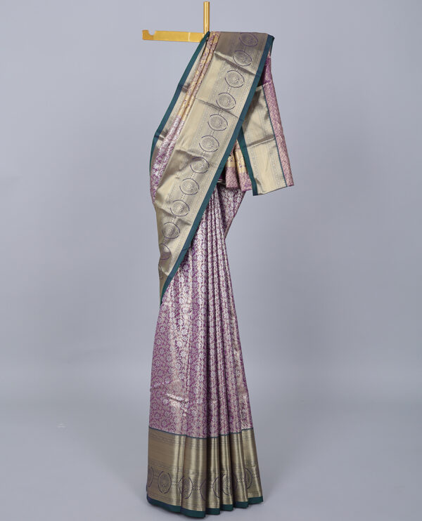 grey jacquard saree with contrast zari border and intricate pallu