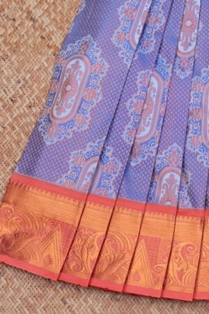 lavender art silk saree with traditional border and jacquard pallu