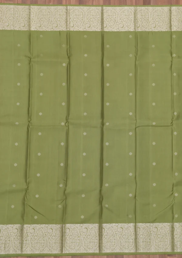 mehendi green pure silk saree with zari embroidery