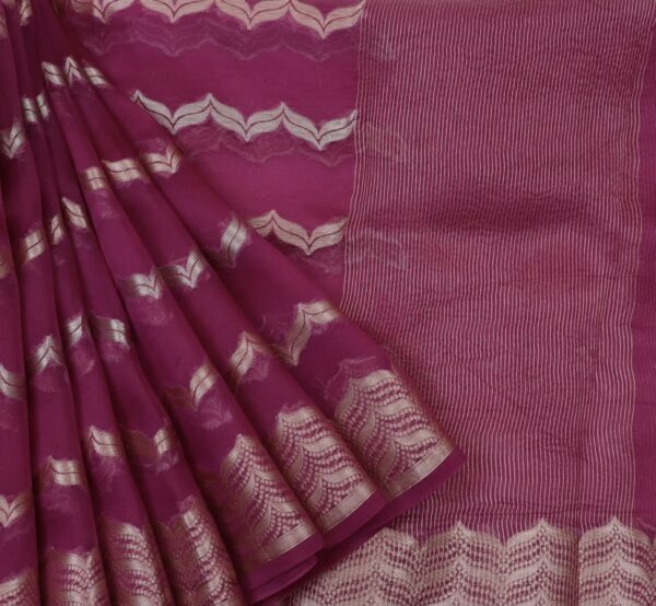 mulberry organza saree with intricate weaving