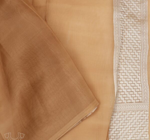 multicolour organza saree with pastel orange embroidery