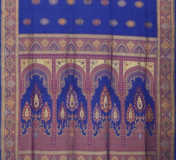 neon blue banarasi silk saree with intricate zari work