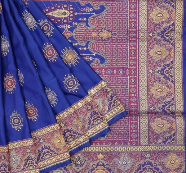 neon blue banarasi silk saree with intricate zari work