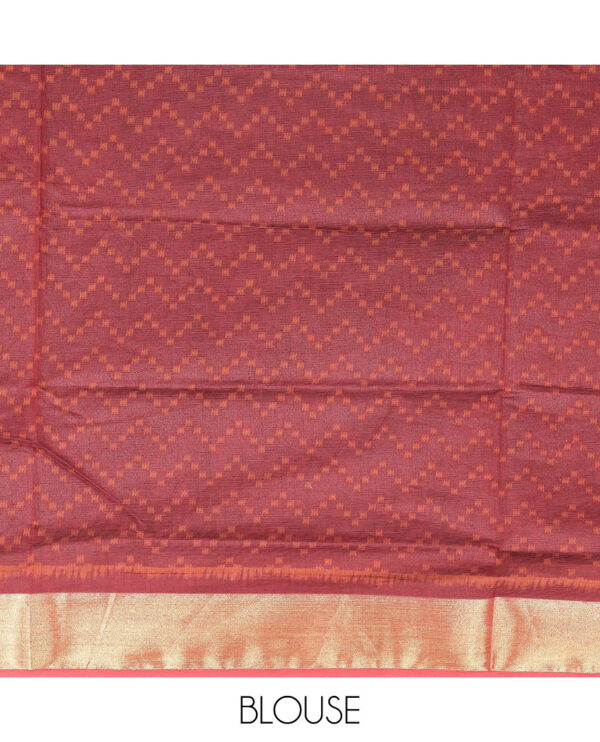 orange chanderi cotton saree with ikkat print and argyle pallu