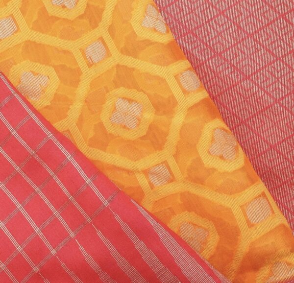 orange peel banarasi silk saree with intricate woven design