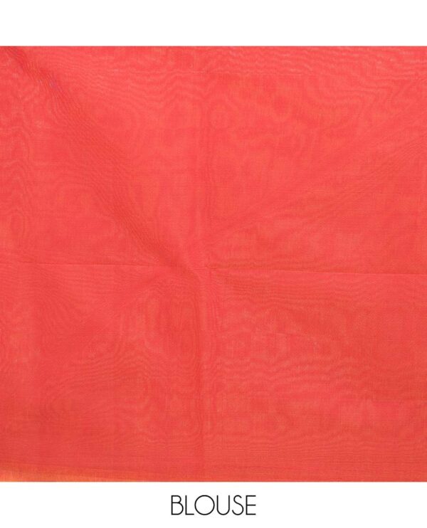 peach semi cotton saree with zari border and floral motifs