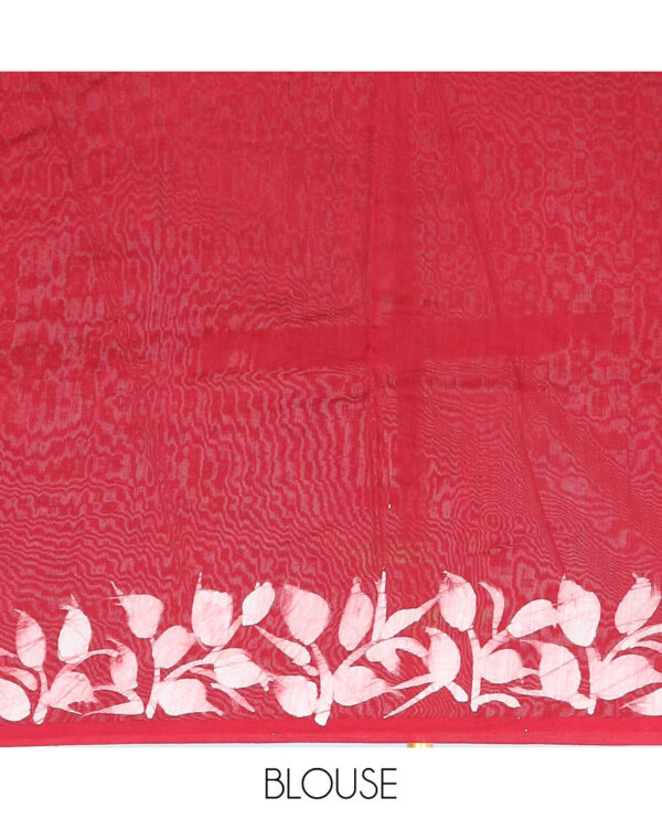 pink chanderi cotton saree with floral vine and bird printed border