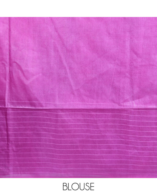 pink linen cotton shibori printed bhagalpuri saree with contrast striped border